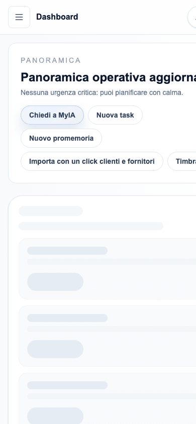 Schermata reale sanificata Mobile Segretaria AI OS